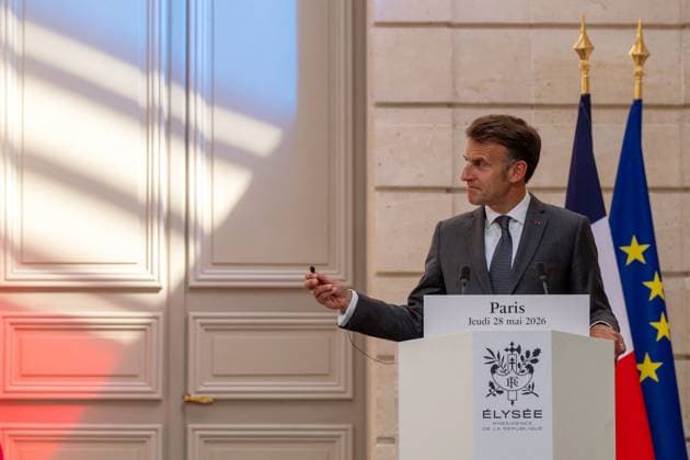 Le président de la République française Emmanuel Macron et le président indonésien lors dune conférence de presse conjointe au palais présidentiel de lÉlysée à Paris, France, le 28 mai 2026 Xavier Popy Pool Bestimage French President Emmanuel Macron and Indonesias President during a joint press statement at The Elysee Presidential Palace in Paris, France, on May 28, 2026 Paris France  Copyright: xXavierxPopy Pool BestimagexXavierxPopy Pool Bestimagex