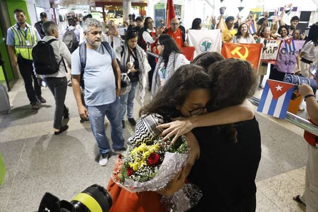 RECORD DATE NOT STATED Activist from Para returns to Belem after participating in humanitarian flotilla intercepted by Israel. Belem (PA), 05 28 2026 - Conflict War Gaza Para - The activist from Para, Beatriz Moreira de Oliveira, a member of the Movement of People Affected by Dams (MAB) and the Movement of People Affected by Dams (MAR), arrived in Belem this Thursday (28), after participating in the humanitarian flotilla intercepted by Israel while heading towards the Gaza Strip. The activist was received by supporters and social movements in the capital of Para after returning from the international humanitarian aid mission. Wednesday, May 28, 2026.(Foto: Igor Mota Thenews2 imago images) Activist from Para returns to Belem after participating in humanitarian flo  Copyright: xIgorxmotax