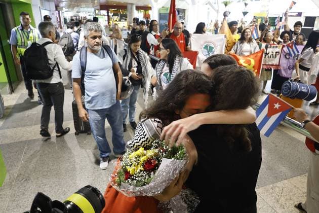RECORD DATE NOT STATED Activist from Para returns to Belem after participating in humanitarian flotilla intercepted by Israel. Belem (PA), 05 28 2026 - Conflict War Gaza Para - The activist from Para, Beatriz Moreira de Oliveira, a member of the Movement of People Affected by Dams (MAB) and the Movement of People Affected by Dams (MAR), arrived in Belem this Thursday (28), after participating in the humanitarian flotilla intercepted by Israel while heading towards the Gaza Strip. The activist was received by supporters and social movements in the capital of Para after returning from the international humanitarian aid mission. Wednesday, May 28, 2026.(Foto: Igor Mota Thenews2 imago images) Activist from Para returns to Belem after participating in humanitarian flo  Copyright: xIgorxmotax