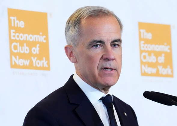 May 28, 2026, New York, Ny, United States: Prime Minister Mark Carney delivers a speech and takes part in an armchair discussion at The Economic Club of New York, in New York, on Thursday, May 28, 2026. New York United States  - ZUMAc35_ 20260528_zaf_c35_030 Copyright: xSeanxKilpatrickx
