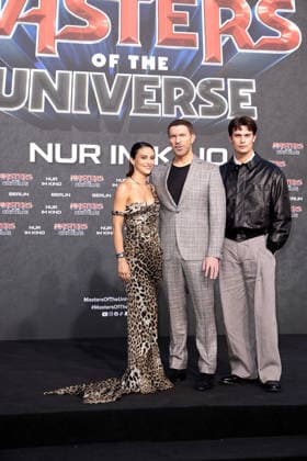 Camila Mendes, director Travis Knight and Nicholas Galitzine attend the German Premiere of Masters Of The Universe at UCI Luxe on May 28, 2026 in Berlin, Germany Masters Of The Universe Berlin Premiere *** Camila Mendes, director Travis Knight and Nicholas Galitzine attend the German Premiere of Masters Of The Universe at UCI Luxe on May 28, 2026 in Berlin, Germany Masters Of The Universe Berlin Premiere