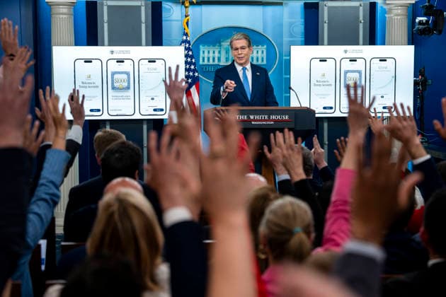 Treasury Secretary Bessent Holds Press Conference to Announce Trump Accounts App Secretary of the Treasury Scott Bessent speaks during a press briefing in the James S. Brady Briefing Room at the White House in Washington, DC on Thursday, May 28, 2026. Bessent spoke about the Trump Accounts app, a provision of Trump’s tax legislation, would be launched today, which gives every newborn with an account opened by their parents $1,000 to be invested in the stock market by private firms and made accessible when they turn 18. Photo by Bonnie Cash Pool ABACAPRESS.COM WASHINGTON DC United States  Copyright: xPool ABACAx