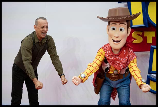 . 28 05 2026. London, United Kingdom. Tom Hanks with Woody at the Toy Story 5 UK launch event in London.  xStephenxLockx xi-Imagesx IIM-26793-0019