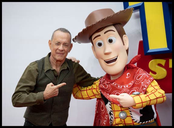 . 28 05 2026. London, United Kingdom. Tom Hanks with Woody at the Toy Story 5 UK launch event in London.  xStephenxLockx xi-Imagesx IIM-26793-0021