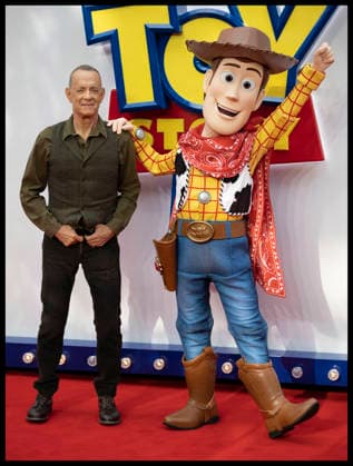 . 28 05 2026. London, United Kingdom. Tom Hanks with Woody at the Toy Story 5 UK launch event in London.  xStephenxLockx xi-Imagesx IIM-26793-0025