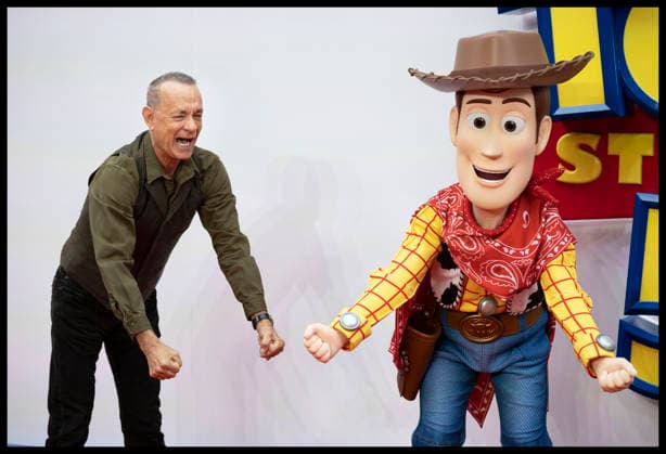 . 28 05 2026. London, United Kingdom. Tom Hanks with Woody at the Toy Story 5 UK launch event in London.  xStephenxLockx xi-Imagesx IIM-26793-0028