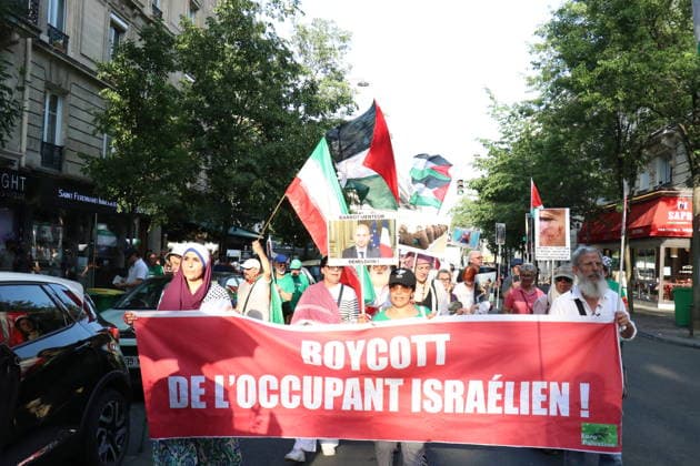 Demonstration against Israeli attacks on Gaza in Paris PARIS, FRANCE - MAY 28: Demonstrators take part in a rally organized by the EuroPalestine collective to denounce Israel’s war in the Gaza Strip and call for sanctions against Tel Aviv, at Place Jules Joffrin in Paris, France on May 28, 2026. Umit Donmez Anadolu Paris France. Editorial use only. Please get in touch for any other usage.  Copyright: x2026xAnadoluxUmitxDonmezx