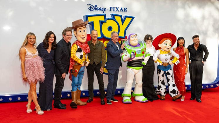 Toy Story 5 UK Launch Event at Odeon Luxe Leicster Square in London, UK, 28 May 2026 Sian Welby, Lindsey Collins,Andrew Stanton, Tom Hanks, Tim Allen, Joan Cusack, Greta Lee and Jordan North at Toy Story 5 UK Launch Event Odeon Luxe Leicester Square, London, UK, 28 May 2026, Credit:Liam Daysh-Holmes Avalon  Copyright: xLiamxDaysh-Holmesx xAvalonx 1106330802