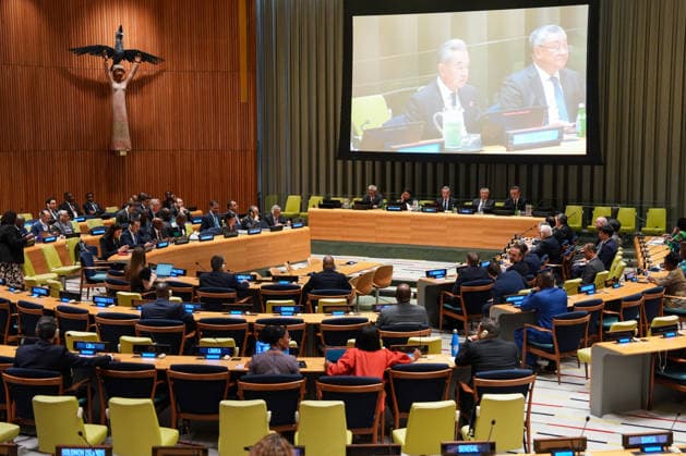 NEW YORK, NY - MAY 28: Chinese Foreign Minister Wang Yi, also a member of the Political Bureau of the Communist Party of China Central Committee, attends a meeting of the Group of Friends of Global Governance at United Nations headquarters on May 28, 2026 in New York. Chinese Foreign Minister Wang Yi on Thursday called for stronger multilateral cooperation on issues including United Nations reform, artificial intelligence regulation and global development.  Copyright: xChinaxNewsxServicex 111644805796