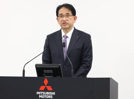 May 29, 2026, Tokyo, Japan - Japan s automaker Mitsubishi Motors (MMC) president and COO Keisuke Kishiura announces the company s mid to long term business strategy at the company s headquarters Tokyo on Friday, May 29, 2026. MMC said all new Pajero cross-country SUV would come back to the market in this year. (photo by Yoshio Tsunoda AFLO)  aflo_332350091