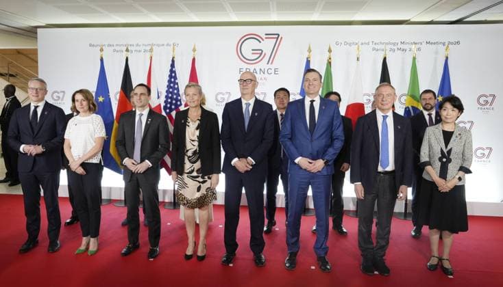 G7 digital ministers meeting in Paris Ministers in charge of digital affairs from the Group of Seven countries pose for a photo before their meeting in Paris on May 29, 2026.  A14AA0005617115P