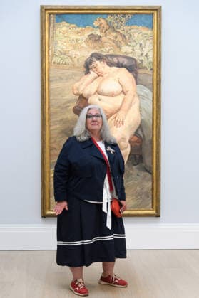 Sotheby s Unveils Lucian Freud s Sleeping By The Lion Carpet at Sotheby s, London, UK - Friday 29 May 2026 Please Note: Under Embargo until 11am BST Friday 29th May 2026 Sue Tilley poses with Sleeping by The Lion Carpet by Lucian Freud (est. Â£25m-Â£35m) which is to go on view from 10th - 23rd June before being offered for sale alongside other masterpieces from the Lewis Collection on 24th June 2026 at Sotheby s, London, England, UK on Friday 29 May, 2026., Credit:Justin Ng Avalon UK, England, London, Sotheby s  Copyright: xJustinxNgx xAvalonx 1106437199