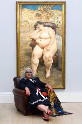 Sotheby s Unveils Lucian Freud s Sleeping By The Lion Carpet at Sotheby s, London, UK - Friday 29 May 2026 Please Note: Under Embargo until 11am BST Friday 29th May 2026 Sue Tilley poses with Sleeping by The Lion Carpet by Lucian Freud (est. Â£25m-Â£35m) which is to go on view from 10th - 23rd June before being offered for sale alongside other masterpieces from the Lewis Collection on 24th June 2026 at Sotheby s, London, England, UK on Friday 29 May, 2026., Credit:Justin Ng Avalon UK, England, London, Sotheby s  Copyright: xJustinxNgx xAvalonx 1106437208