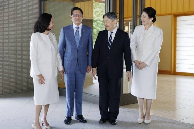 Philippine President Marcos Jr. in Japan Philippine President Ferdinand Marcos Jr. (2nd from L) and his wife, Louise Araneta-Marcos (far L), visit the Imperial Palace in Tokyo on May 29, 2026, to say farewell to Japanese Emperor Naruhito and Empress Masako following a state visit to Japan.  A14AA0005617120P
