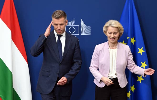 Peter Magyar meets Ursula von der Leyen in Brussels BRUSSELS, BELGIUM - MAY 29: Hungarian Prime Minister Peter Magyar (L) meets with European Commission President Ursula von der Leyen (R) in Brussels, Belgium, on May 29, 2026. Dursun Aydemir Anadolu Brussels Belgium. Editorial use only. Please get in touch for any other usage.  Copyright: x2026xAnadoluxDursunxAydemirx