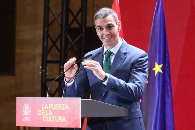 Sánchez presents the National Plan of Cultural Action Abroad The President of the Government, Pedro Sánchez, during the presentation of the National Plan of Cultural Action Abroad, at the Cervantes Institute, on May 29, 2026, in Madrid Spain This plan aims to promote the internationalization of Spanish culture and heritage through three basic axes the defense of cultural rights and access to culture as a global public good the development of Spanish cultural diplomacy as a tool for peace, and the promotion of our cultural and creative industries in foreign markets MAY 29, 2026 Madrid Madrid Madrid Spain  Copyright: xEduardoxParrax 7558494