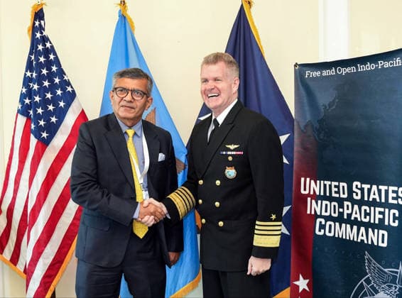 RECORD DATE NOT STATED Defence Secretary Rajesh Kumar Singh interacted with Commander, US Indo-Pacific Command Admiral Samuel J Paparo Singapore, May 29 (ANI): Defence Secretary Rajesh Kumar Singh interacted with Commander, US Indo-Pacific Command Admiral Samuel J Paparo on the sidelines of Shangri-La Dialogue 2026 in Singapore on Friday. (@SpokespersonMoD X ANI Photo) Singapore Singapore Copyright: xANIx ANI_20260529085