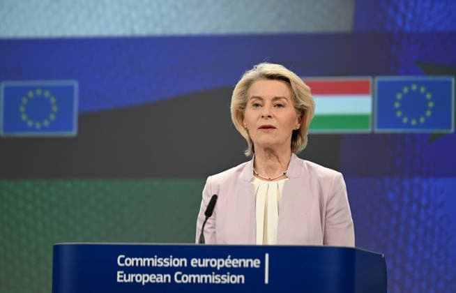 Peter Magyar - Ursula von der Leyen joint press conference in Brussels BRUSSELS, BELGIUM - MAY 29: Hungarian Prime Minister Peter Magyar and European Commission President Ursula von der Leyen hold a joint press conference in Brussels, Belgium, on May 29, 2026. Dursun Aydemir Anadolu Brussels Belgium. Editorial use only. Please get in touch for any other usage.  Copyright: x2026xAnadoluxDursunxAydemirx