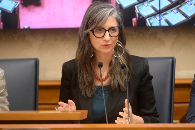 IPA85160372 - Rome Senate presentation of UN special rapporteur s report on the occupied Palestinian territories, pictured is Francesca Albanese  Copyright: xSTEFANOxCAROFEIx xSTEFANOxCAROFEIx xFOTOGRAMMAx 85160372