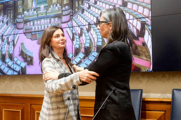 IPA85160396 - Rome Senate presentation of UN special rapporteur s report on the occupied Palestinian territories, pictured Francesca Albanese Laura Boldrini  Copyright: xSTEFANOxCAROFEIx xSTEFANOxCAROFEIx xFOTOGRAMMAx 85160396