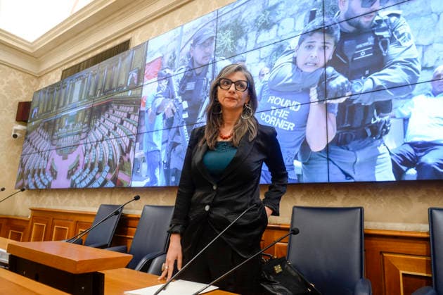 IPA85160440 - Rome Senate presentation of UN special rapporteur s report on the occupied Palestinian territories, pictured is Francesca Albanese  Copyright: xSTEFANOxCAROFEIx xSTEFANOxCAROFEIx xFOTOGRAMMAx 85160440