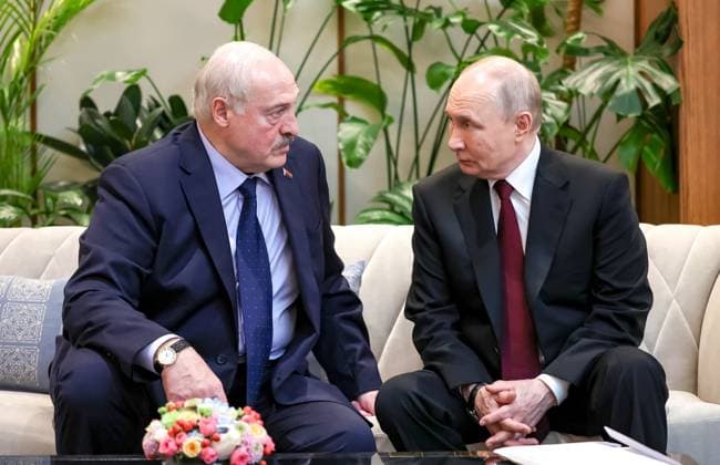 Kazakhstan Russia Belarus 9176203 29.05.2026 Russian President Vladimir Putin and Belarusian President Alexander Lukashenko, left, attend a meeting on the sidelines of the Supreme Eurasian Economic Council (SEEC) in Astana, Kazakhstan. Alexander Kazakov Sputnik Astana Kazakhstan  Copyright: xAlexanderxKazakovx