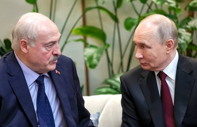 Kazakhstan Russia Belarus 9176206 29.05.2026 Russian President Vladimir Putin and Belarusian President Alexander Lukashenko, left, attend a meeting on the sidelines of the Supreme Eurasian Economic Council (SEEC) in Astana, Kazakhstan. Alexander Kazakov Sputnik Astana Kazakhstan  Copyright: xAlexanderxKazakovx
