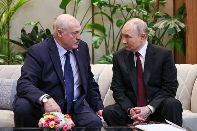 KAZAKHSTAN, ASTANA - MAY 29, 2026: Belarus President Alexander Lukashenko (L) and his Russian counterpart Vladimir Putin meet on the sidelines of the Supreme Eurasian Economic Council summit. Russian Presid Astana Kazakhstan  - ZUMAt113 20260529_zaa_t113_187 Copyright: xAlexanderxKazakovx