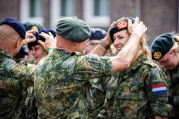 29-05-2026 Queen Maxima receiving her beret during her military training to become a reservist with the Royal Netherlands Army at the KMA in Breda. Â  Copyright: xPPEx