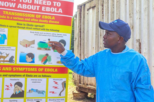Uganda tightens health screening at DRC border amid Ebola rise BUNAGANA, UGANDA - MAY 29: Uganda increases health screening and security measures at border crossings due to rising Ebola cases in Bunagana, Uganda, on May 29, 2026. At the Bunagana border post, travelers entering Uganda undergo temperature checks and health screening, while hygiene rules and handwashing procedures are strictly enforced. Health workers also provide frequent information on Ebola prevention measures. Nicholas Kajoba Anadolu Bunagana World. Editorial use only. Please get in touch for any other usage.  Copyright: x2026xAnadoluxNicholasxKajobax