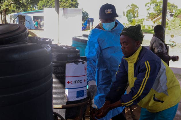 Uganda tightens health screening at DRC border amid Ebola rise BUNAGANA, UGANDA - MAY 29: Uganda increases health screening and security measures at border crossings due to rising Ebola cases in Bunagana, Uganda, on May 29, 2026. At the Bunagana border post, travelers entering Uganda undergo temperature checks and health screening, while hygiene rules and handwashing procedures are strictly enforced. Health workers also provide frequent information on Ebola prevention measures. Nicholas Kajoba Anadolu Bunagana World. Editorial use only. Please get in touch for any other usage.  Copyright: x2026xAnadoluxNicholasxKajobax