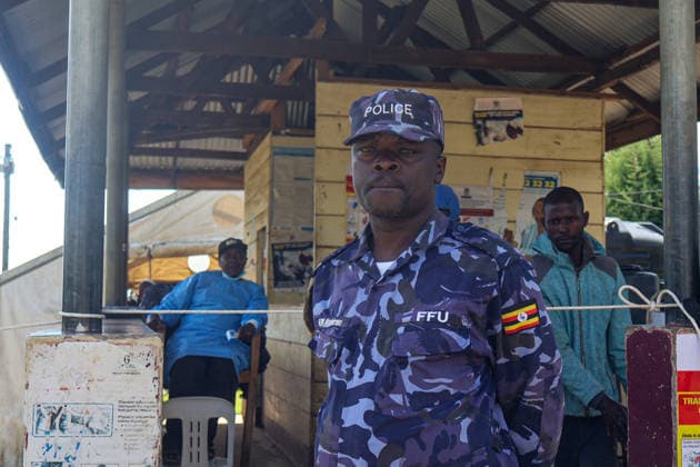 Uganda tightens health screening at DRC border amid Ebola rise BUNAGANA, UGANDA - MAY 29: Uganda increases health screening and security measures at border crossings due to rising Ebola cases in Bunagana, Uganda, on May 29, 2026. At the Bunagana border post, travelers entering Uganda undergo temperature checks and health screening, while hygiene rules and handwashing procedures are strictly enforced. Health workers also provide frequent information on Ebola prevention measures. Nicholas Kajoba Anadolu Bunagana World. Editorial use only. Please get in touch for any other usage.  Copyright: x2026xAnadoluxNicholasxKajobax