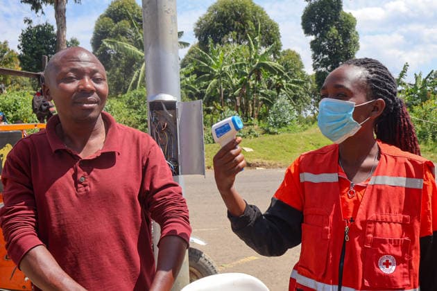 Uganda tightens health screening at DRC border amid Ebola rise BUNAGANA, UGANDA - MAY 29: Uganda increases health screening and security measures at border crossings due to rising Ebola cases in Bunagana, Uganda, on May 29, 2026. At the Bunagana border post, travelers entering Uganda undergo temperature checks and health screening, while hygiene rules and handwashing procedures are strictly enforced. Health workers also provide frequent information on Ebola prevention measures. Nicholas Kajoba Anadolu Bunagana World. Editorial use only. Please get in touch for any other usage.  Copyright: x2026xAnadoluxNicholasxKajobax