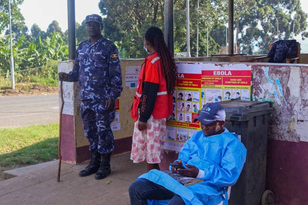 Uganda tightens health screening at DRC border amid Ebola rise BUNAGANA, UGANDA - MAY 29: Uganda increases health screening and security measures at border crossings due to rising Ebola cases in Bunagana, Uganda, on May 29, 2026. At the Bunagana border post, travelers entering Uganda undergo temperature checks and health screening, while hygiene rules and handwashing procedures are strictly enforced. Health workers also provide frequent information on Ebola prevention measures. Nicholas Kajoba Anadolu Bunagana World. Editorial use only. Please get in touch for any other usage.  Copyright: x2026xAnadoluxNicholasxKajobax