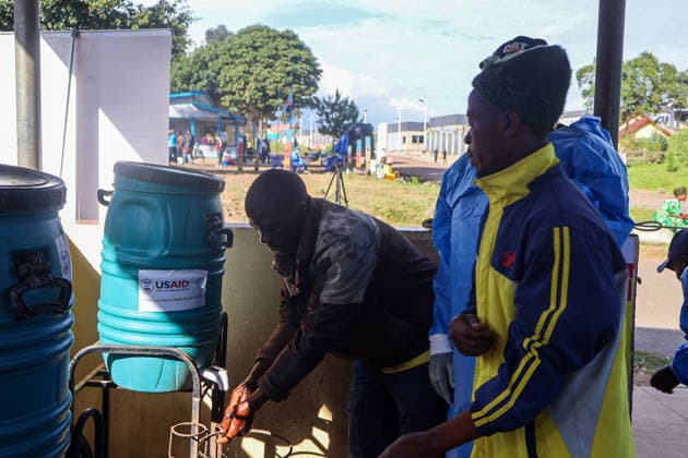 Uganda tightens health screening at DRC border amid Ebola rise BUNAGANA, UGANDA - MAY 29: Uganda increases health screening and security measures at border crossings due to rising Ebola cases in Bunagana, Uganda, on May 29, 2026. At the Bunagana border post, travelers entering Uganda undergo temperature checks and health screening, while hygiene rules and handwashing procedures are strictly enforced. Health workers also provide frequent information on Ebola prevention measures. Nicholas Kajoba Anadolu Bunagana World. Editorial use only. Please get in touch for any other usage.  Copyright: x2026xAnadoluxNicholasxKajobax