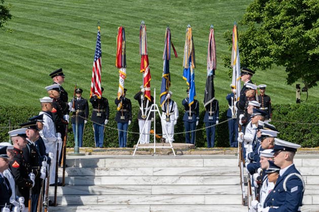 May 29, 2026, Arlington, Virginia, United States: A ceremonial wreath is laid at the gravesite of President JOHN F. KENNEDY during a wreath-laying ceremony marking what would have been his 109th birthday at Arlington National Cemetery. Arlington United States - ZUMAk206 20260529_znp_k206_004 Copyright: xMattxKaminskyx