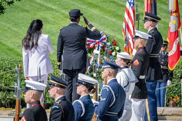 May 29, 2026, Arlington, Virginia, United States: A ceremonial wreath is laid at the gravesite of President JOHN F. KENNEDY during a wreath-laying ceremony marking what would have been his 109th birthday at Arlington National Cemetery. Arlington United States - ZUMAk206 20260529_znp_k206_013 Copyright: xMattxKaminskyx
