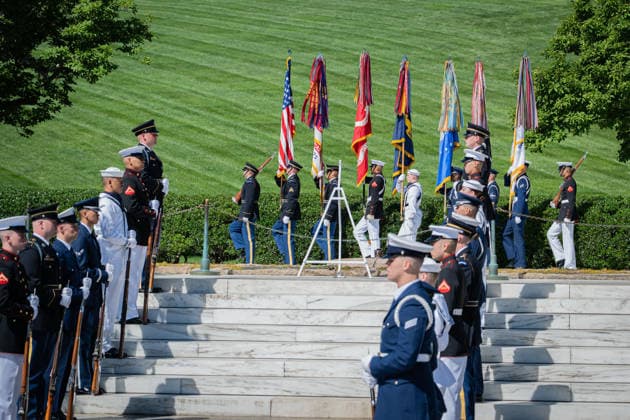 May 29, 2026, Arlington, Virginia, United States: A ceremonial wreath is laid at the gravesite of President JOHN F. KENNEDY during a wreath-laying ceremony marking what would have been his 109th birthday at Arlington National Cemetery. Arlington United States - ZUMAk206 20260529_znp_k206_018 Copyright: xMattxKaminskyx