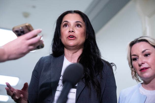 Bondi Deposition TW UNITED STATES - MAY 29: Jeffrey Epstein survivors Sharlene Rochard, left, and Dani Bensky, talk with reporters before former Attorney General Pam Bondi sat for a House Oversight and Government Reform Committee deposition about the Epstein files, in Rayburn building on Friday, May 29, 2026. (Tom Williams CQ Roll Call) Washington DC United States EDITORIAL USE ONLY Copyright: x2026xCQ-RollxCall,xInc.x TomxWilliamsx rollcallpix171264