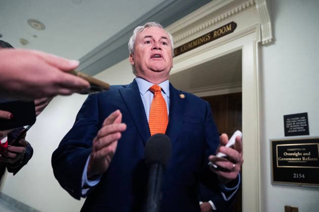 Bondi Deposition TW UNITED STATES - MAY 29: Chairman James Comer, R-Ky., talks with reporters before former Attorney General Pam Bondi sat for House Oversight and Government Reform Committee deposition about the Jeffrey Epstein files, in Rayburn building on Friday, May 29, 2026. (Tom Williams CQ Roll Call) Washington DC United States EDITORIAL USE ONLY Copyright: x2026xCQ-RollxCall,xInc.x TomxWilliamsx rollcallpix171265