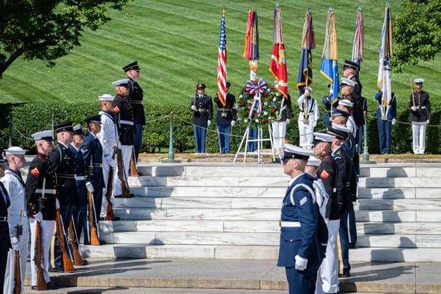 May 29, 2026, Arlington, Virginia, United States: A ceremonial wreath is laid at the gravesite of President JOHN F. KENNEDY during a wreath-laying ceremony marking what would have been his 109th birthday at Arlington National Cemetery. Arlington United States - ZUMAk206 20260529_znp_k206_020 Copyright: xMattxKaminskyx