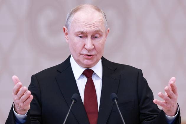 KAZAKHSTAN, ASTANA - MAY 29, 2026: Russia s President Vladimir Putin gives a press briefing following a meeting of the Supreme Eurasian Economic Council. Alexander Shcherbak TASS  93170529