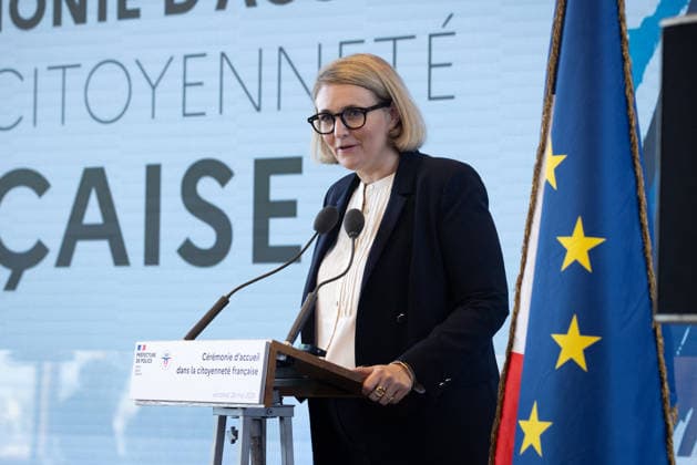 Welcoming Ceremony for French Citizenship At Eiffel Tower - Paris Marie-Pierre Vedrenne (Minister Delegate to the Minister of the Interior, in charge of Citizenship) at the Tour Eiffel, for welcoming ceremony for French citizenship chaired by Mrs.Marie Pierre Vedrenne, Minister Delegate to the Minister of the Interior, in charge of Citizenship Paris, France May 29, 2026. Photo by Franck Derouda ABACAPRESS.COM Paris Eiffel Tower France  Copyright: xFranckxDerouda ABACAx