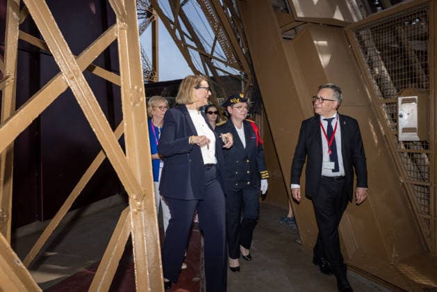 Welcoming Ceremony for French Citizenship At Eiffel Tower - Paris Marie-Pierre Vedrenne (Minister Delegate to the Minister of the Interior, in charge of Citizenship) and Patrick Branco-Ruivo (Director of the Eiffel tower) at the Tour Eiffel, for welcoming ceremony for French citizenship chaired by Mrs.Marie Pierre Vedrenne, Minister Delegate to the Minister of the Interior, in charge of Citizenship Paris, France May 29, 2026. Photo by Franck Derouda ABACAPRESS.COM Paris Eiffel Tower France  Copyright: xFranckxDerouda ABACAx