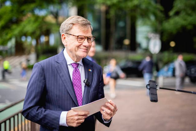 Johann Wadephul (CDU), Bundesaussenminister, aufgenommen im Rahmen eines Pressestatements in New York City, 29.05.2026. Der Minister reist in die USA fuer die Wahl zum nichtstaendigen Sitz im Sicherheitsrat der Vereinten Nationen. Fotografiert im Auftrag des Auswaertigen Amtes New York City Vereinigte Staaten von Amerika *** Johann Wadephul CDU , Federal Foreign Minister, photographed during a press statement in New York City, 29 05 2026 The Minister is traveling to the USA for the election for the non-permanent seat on the United Nations Security Council Photographed on behalf of the Federal Foreign Office New York City United States of America Copyright: xJulianexSonntag AAx