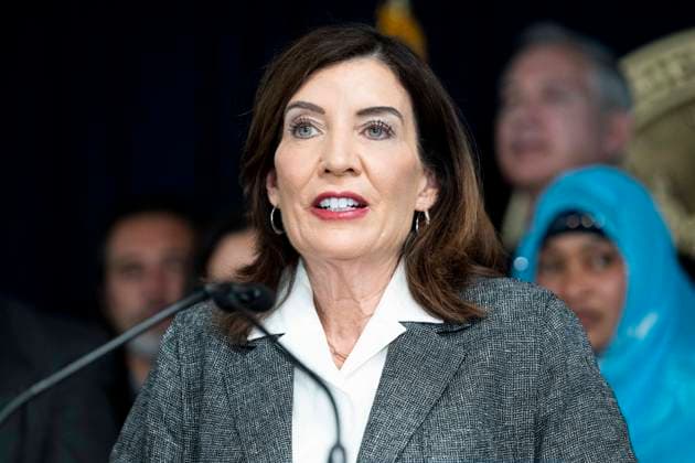 May 29, 2026, New York City, New York, United States: New York State Governor KATHY HOCHUL (D) speaking at a press conference in her office in New York City about overreach by ICE (Immigration and Customs Enforcement) and new related state laws to protect people in New York. New York City United States - ZUMAb161 20260529_aap_b161_005 Copyright: xMichaelxBrochsteinx