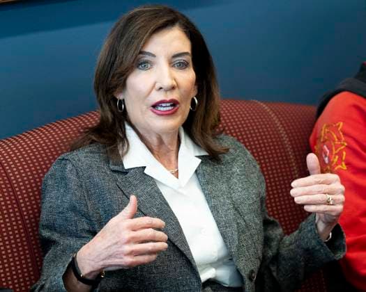 May 29, 2026, New York City, New York, United States: New York State Governor KATHY HOCHUL (D) speaking in her office in New York City about overreach by ICE (Immigration and Customs Enforcement) and new related state laws to protect people in New York. New York City United States - ZUMAb161 20260529_aap_b161_006 Copyright: xMichaelxBrochsteinx