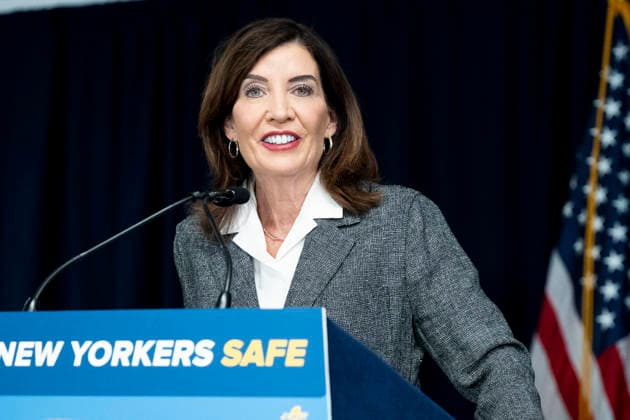 May 29, 2026, New York City, New York, United States: New York State Governor KATHY HOCHUL (D) speaking at a press conference in her office in New York City about overreach by ICE (Immigration and Customs Enforcement) and new related state laws to protect people in New York. New York City United States - ZUMAb161 20260529_aap_b161_010 Copyright: xMichaelxBrochsteinx