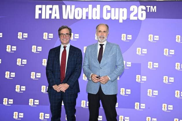 IPA85167223 - Rome : Olympic Stadium Press Room . FIFA World Cup 2026 presentation . In the photo : Marco Lollobrigida,Giampaolo Rossi  Copyright: xMaurizioxD Avanzox xMaurizioxDxAvanzox 85167223