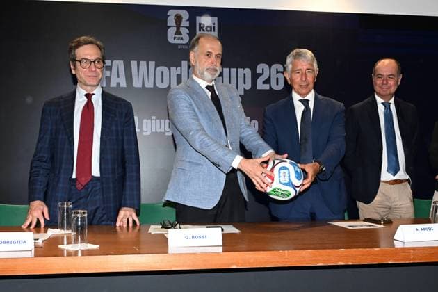 IPA85167247 - Rome : Olympic Stadium Press Room . Presentation FIFA World Cup 2026 . In the photo : Marco Lollobrigida,Giampaolo Rossi,Andrea Abodi  Copyright: xMaurizioxD Avanzox xMaurizioxDxAvanzox 85167247
